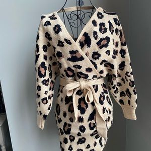 Leopard print wrap knit dress. Never worn